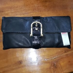 NWT BCBGMaxAzria black leather Abigail Clutch